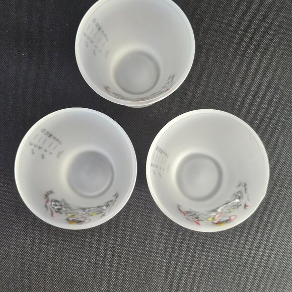 Vintage.1950s Frosted Fad Studios Set of 3 Shot Measuring Glasses Can Can Girls - Picture 2 of 9